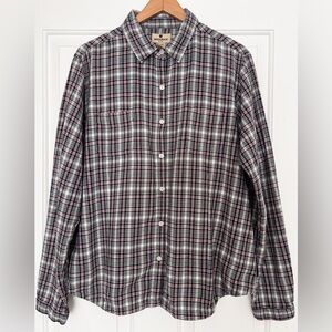 WOOLRICH Shirt Womens Plaid Button Up Blouse Top Flannel L/S‎ White Black XL